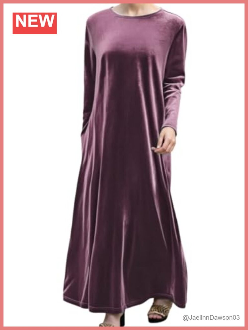 Melliflo Velvet Maxi Dress Long Sleeve Crewneck Casual Cocktail Shirt Dress